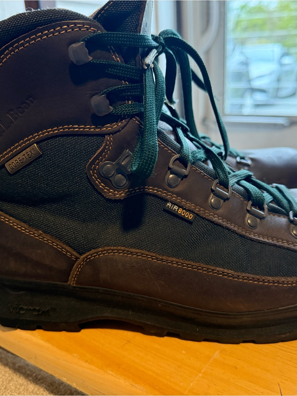 L.L. Bean Brown and Dark Green Gore-Tex Hiking Boots